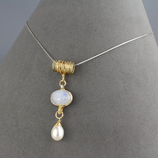 Twisted Moonstone Necklace in Sterling Silver
