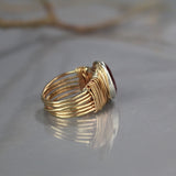 Red CZ Wire Wrapped Ring
