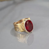 Red CZ Wire Wrapped Ring