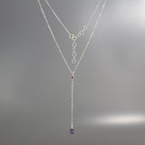 Silver Amethyst Y Necklace