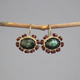 Garnet Labradorite Mandala Earrings