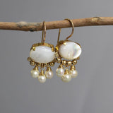Bridal Pearl Earrings, Small Dangle Earrings, Wedding Earrings, Oval Earrings, White Wedding Earrings, Mothers Day Gift, Pearl Drop Earrings