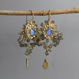 Statement Earrings Labradorite Earrings, Unique Women's Oversized Earrings, Bridal Gemstone Earrings, Gold Filled XL Earrings