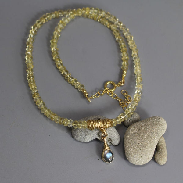 Labradorite Pendant Necklace, Eye Necklace, Citrine Necklace, Birthstone Necklace, Statement Necklace, Unique Labradorite Necklace