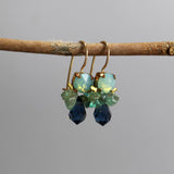 Blue Earrings, Small Dangle Earrings, Apatite Earrings, Cluster Bee Earrings, Bridesmaid Earrings, Gift for Women