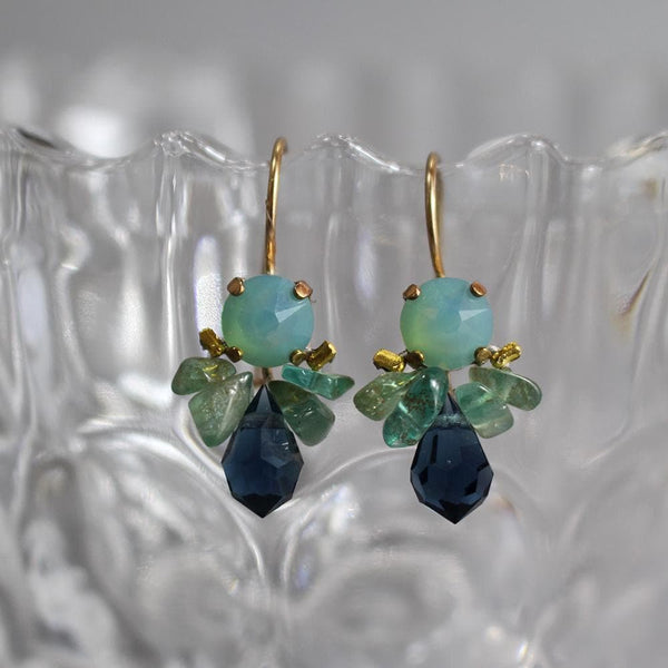 Blue Earrings, Small Dangle Earrings, Apatite Earrings, Cluster Bee Earrings, Bridesmaid Earrings, Gift for Women