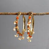 Extra Large Hoops, Hammered Hoop Earrings, Carnelian Hoop Earrings, Gemstone Hoop Earrings, XL Hoop Earrings, Unique Statement Hoop Earrings