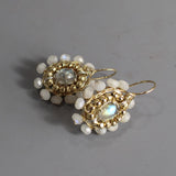 Unique Moonstone Earrings, Round Mandala Earrings, Moonstone Jewelry, Dangle Earrings, Moonstone Bridal Earrings