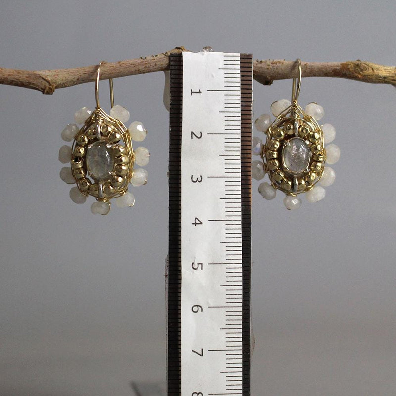 Unique Moonstone Earrings, Round Mandala Earrings, Moonstone Jewelry, Dangle Earrings, Moonstone Bridal Earrings