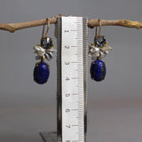 Lapis Drop Earrings, Gemstone Earrings, Statement Earrings, Swarovski Earrings, Unique Earrings, Birthstone Earrings, Pearl Earrings