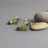 Delicate Labradorite Earrings, Green Earrings, Gold Filled Earrings, Petite Earrings, Gift for Her, Drop Earrings, Peridot, Aventurine