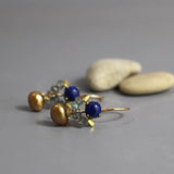 Dainty Lapis Earrings, Elegant Blue Earrings, Small Gold Filled Earrings, Petite Earrings, Labradorite Earrings, Drop Earrings, Golden Pearl