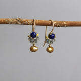 Dainty Lapis Earrings, Elegant Blue Earrings, Small Gold Filled Earrings, Petite Earrings, Labradorite Earrings, Drop Earrings, Golden Pearl