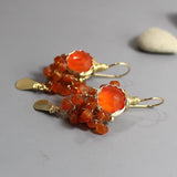 Carnelian Earrings, Orange Carnelian, Statement Earrings, Gold Filled Wire Wrapped Earrings, Unique Drop Earrings, Gemstone Earrings