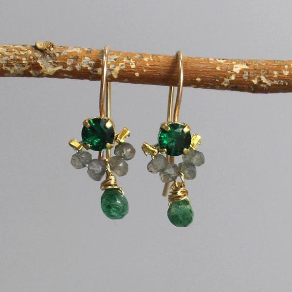 Petite Gemstone Earrings, Ting Earrings, Green Earrings, Multi Stone Earrings, Boho Earrings, Labradorite Earrings, Aventurine Earrings