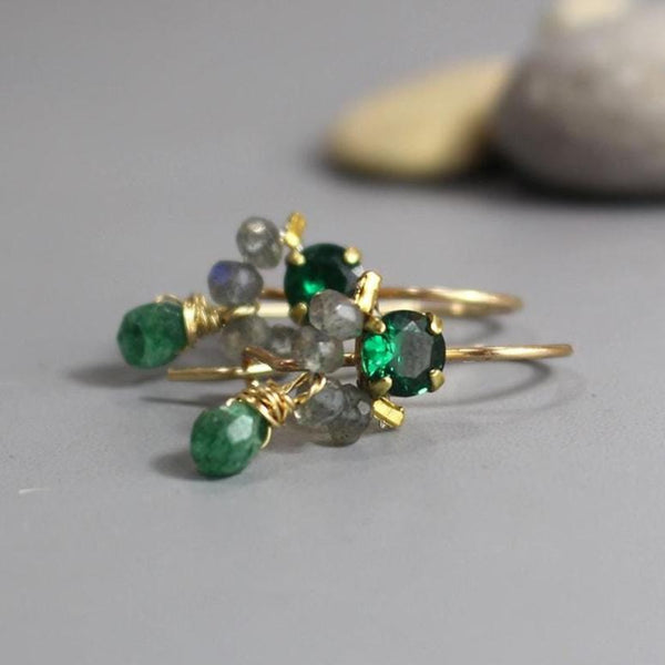 Petite Gemstone Earrings, Ting Earrings, Green Earrings, Multi Stone Earrings, Boho Earrings, Labradorite Earrings, Aventurine Earrings