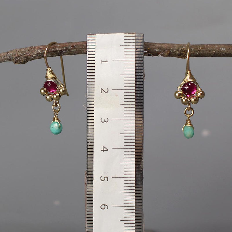 Pink Earrings, Amazonite Drop Earrings, Valentine's Day Gift, Small Dangle Earrings, Granule Earrings, Gold Filled Bead Earrings, Unique