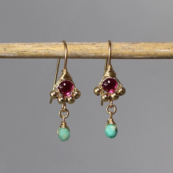 Pink Earrings, Amazonite Drop Earrings, Valentine's Day Gift, Small Dangle Earrings, Granule Earrings, Gold Filled Bead Earrings, Unique