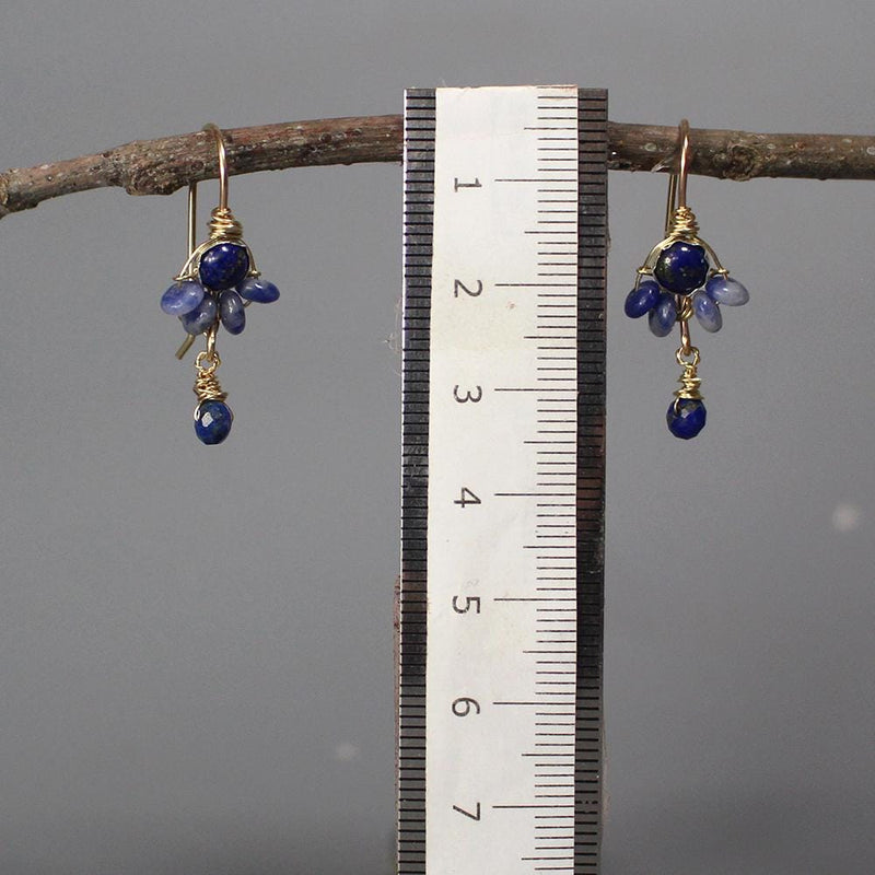 Lapis Earrings, Blue Spring Stud Earrings, Blue Jewelry, Dumortierite Earrings, Boho Earrings, Lapis Jewelry, Gold Filled Earrings