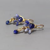 Lapis Earrings, Blue Spring Stud Earrings, Blue Jewelry, Dumortierite Earrings, Boho Earrings, Lapis Jewelry, Gold Filled Earrings