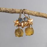 Citrine Dangle Earrings, Multi Stone Earrings, Labradorite Earrings, Birthstone Earrings, Spring Earrings, Unique Gemstone Earrings, Gifts