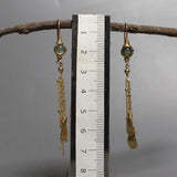 Long Dangle Earrings, Labradorite Earrings, Chain Dangle Earrings, Tassel Earrings, Leaf Drop Earrings, Gemstone Earrings, Gift for Her