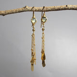 Long Dangle Earrings, Labradorite Earrings, Chain Dangle Earrings, Tassel Earrings, Leaf Drop Earrings, Gemstone Earrings, Gift for Her