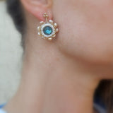 Labradorite Pearl Gold Filled Stud Earrings