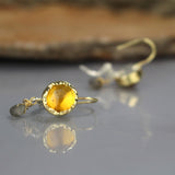 Solid Gold Citrine Drop Earrings