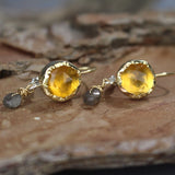 Solid Gold Citrine Drop Earrings