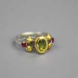 Gold Peridot Ruby Helena Ring