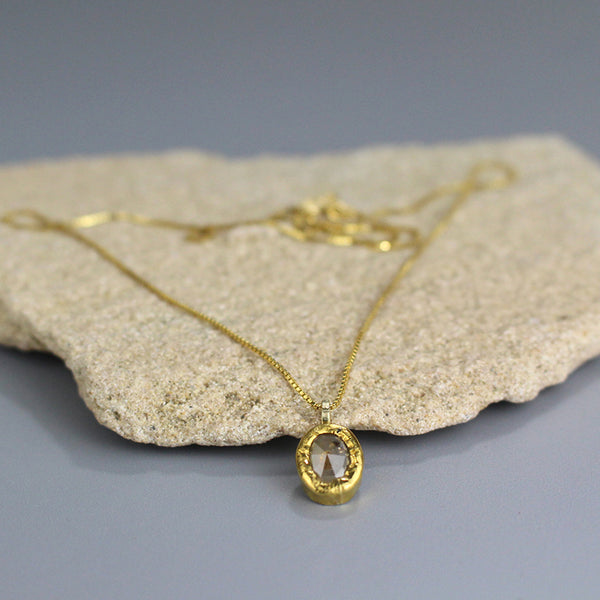 Rose Cut Diamond 24K Gold Necklace OOAK