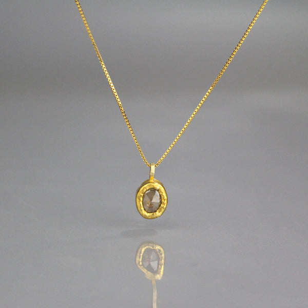 Rose Cut Diamond 24K Gold Necklace OOAK