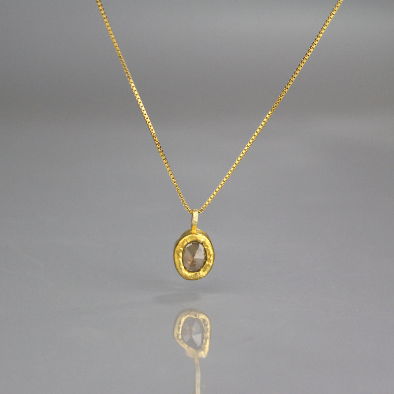 Rose Cut Diamond 24K Gold Necklace OOAK