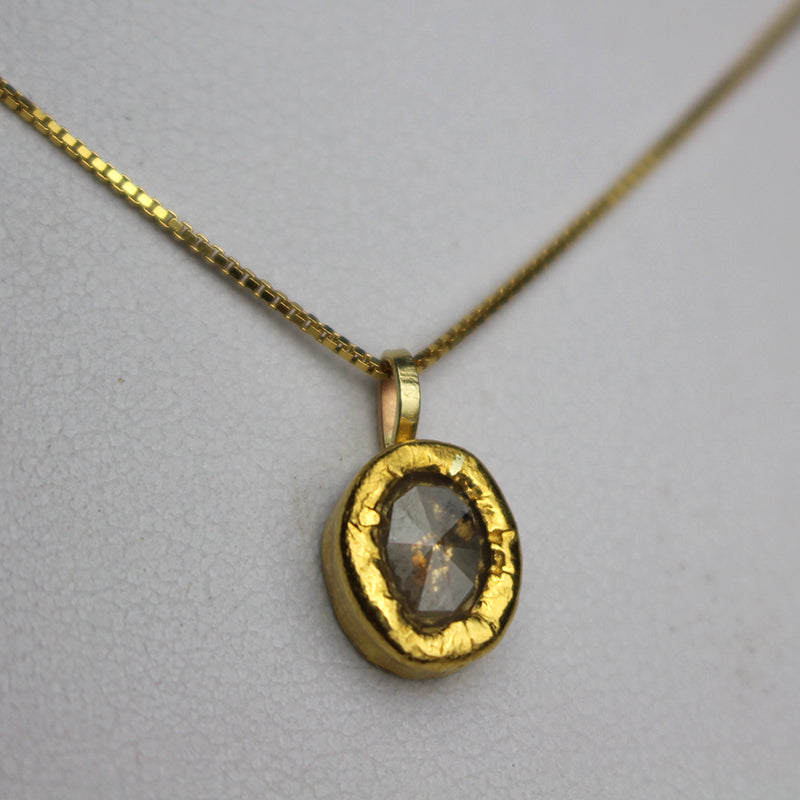Rose Cut Diamond 24K Gold Necklace OOAK