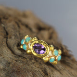Solid Gold Amethyst Caterina Ring