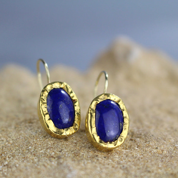 Solid Gold Blue Lapis Earrings Yifat Bareket Jewelry Designs