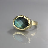 9K Gold Rose Cut Labradorite Ring