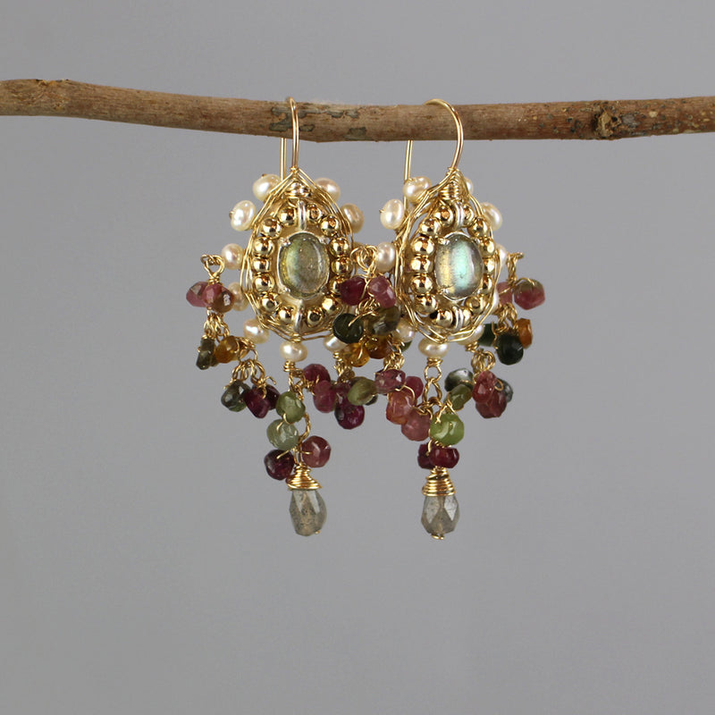 Maharaja Pearl Labradorite Earrings