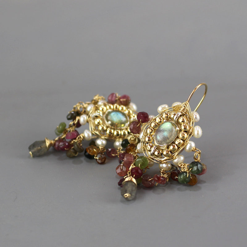 Maharaja Pearl Labradorite Earrings