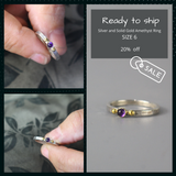 Amethyst Gold and Silver Ring - Size 6