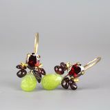 Red CZ Jade Bee Earrings