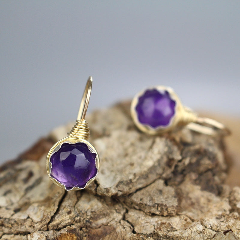 Wire Wrapped Amethyst Earrings