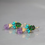 Green Glass Amethyst Angel Earrings