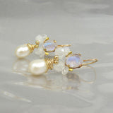 Moonstone Pearl Angel Earrings