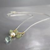 Aquamarine Silver Drop Necklace