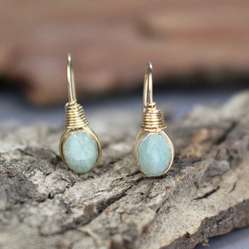 Wire Wrapped Aquamarine Earrings