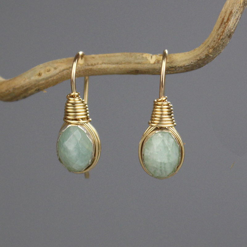 Wire Wrapped Aquamarine Earrings