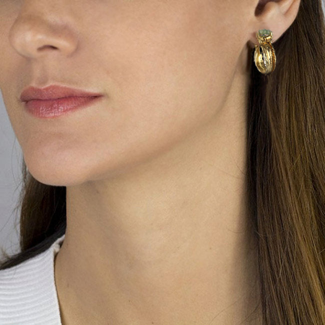 African Turquoise Golden Hoop Earrings