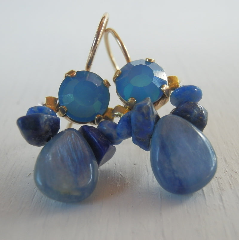Blue Swarovski Crystal Bee Earrings